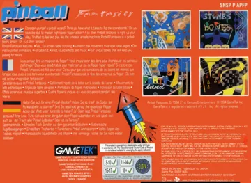 Pinball Fantasies (Europe) box cover back